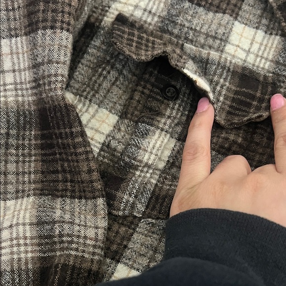 Brown and Cream Plaid Button-Up Shirt - Picture 3 of 4